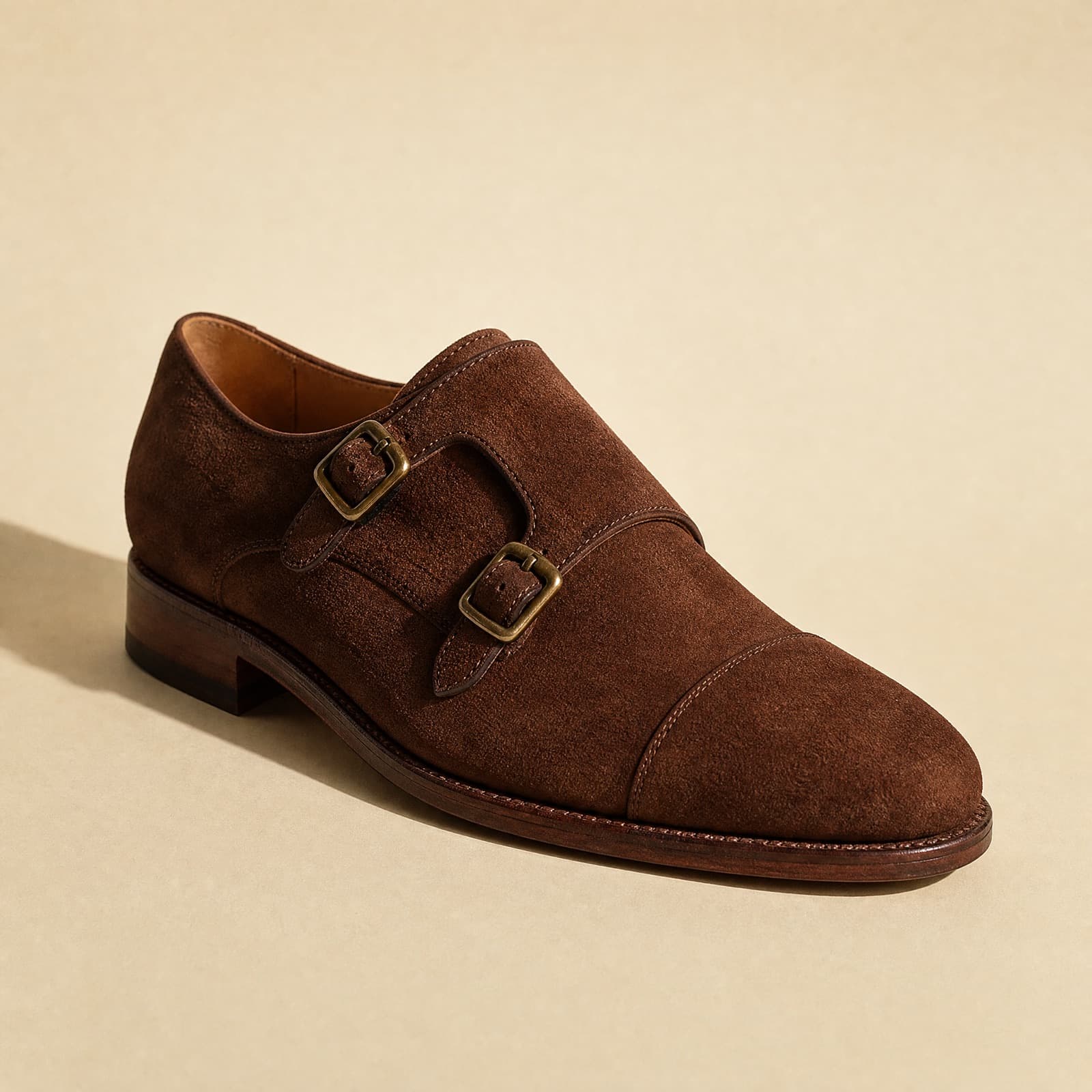 Monk Suede — Double straps in suede calf.